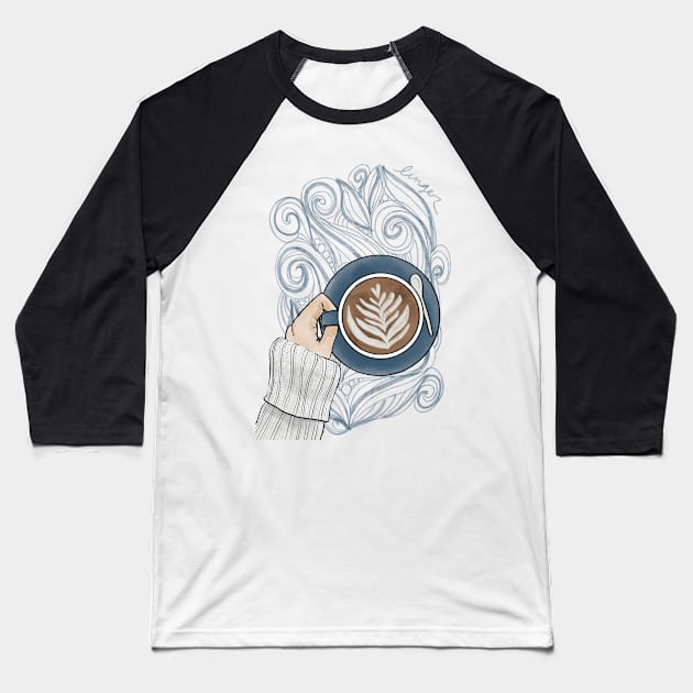 Linger with Your Latte Baseball T-Shirt by LauraKatMax